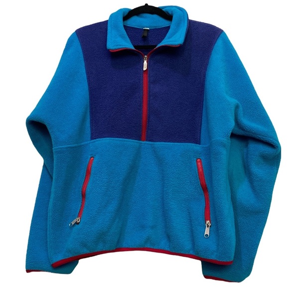 THE NORTH FACE Blue Purple 1/2 zip pullover Large Fleece Block Color USA Y2K - Picture 1 of 11